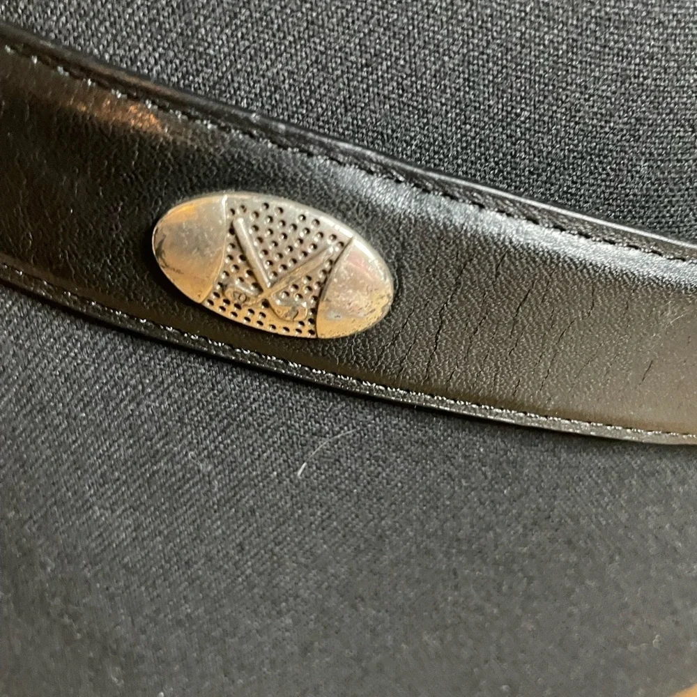 Vantage Century black authentic Leather Belt Silver Golf ball/Club 36 Made USA
